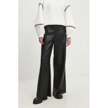 Answear Lab pantaloni femei, culoarea negru, evazati, high waist