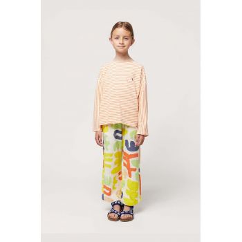 Bobo Choses pantaloni de bumbac pentru copii culoarea galben, modelator