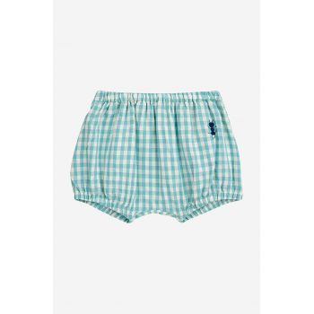 Bobo Choses pantaloni scurți din amestec de in pentru bebeluși culoarea turcoaz, modelator