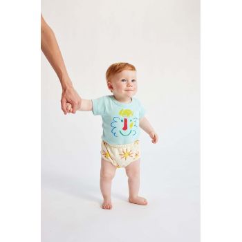 Bobo Choses pantaloni scurți din bumbac pentru bebeluși culoarea bej, modelator