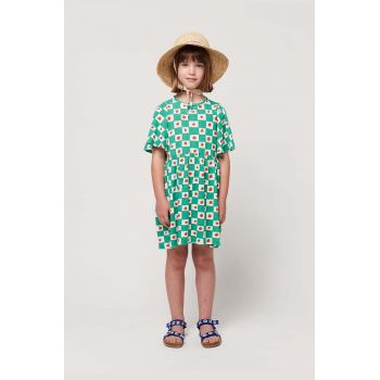 Bobo Choses rochie din bumbac pentru copii culoarea verde, mini, evazati de firma originala