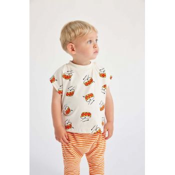 Bobo Choses tricou din bumbac pentru bebelusi culoarea bej, modelator