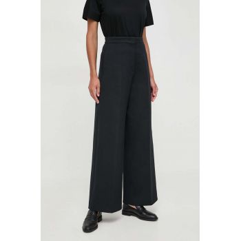 BOSS pantaloni femei, culoarea negru, lat, high waist 50505961