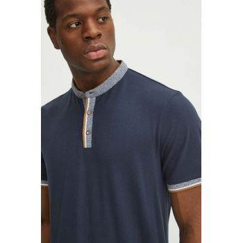 Medicine tricou polo barbati, culoarea albastru marin, neted