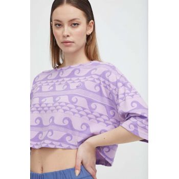 Roxy tricou din bumbac femei, culoarea violet ERJZT05671 ieftin