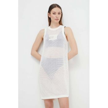 Tommy Jeans rochie culoarea bej, mini, drept DW0DW17930