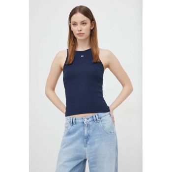 Tommy Jeans top femei, culoarea albastru marin