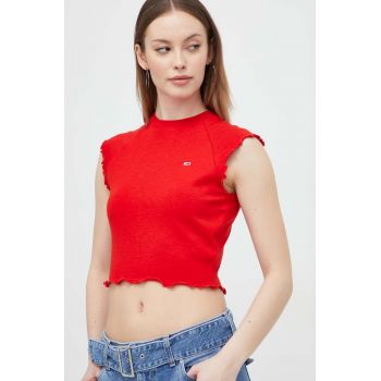 Tommy Jeans top femei, culoarea roșu DW0DW17884 de firma original