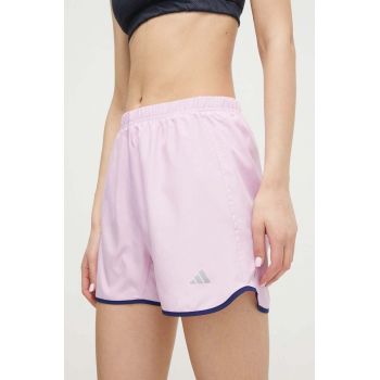 adidas Performance pantaloni scurți de alergare Run It culoarea roz, cu imprimeu, high waist IN0122 ieftini