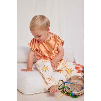 Bobo Choses leggins din bumbac pentru bebeluși culoarea bej, modelator de firma originali