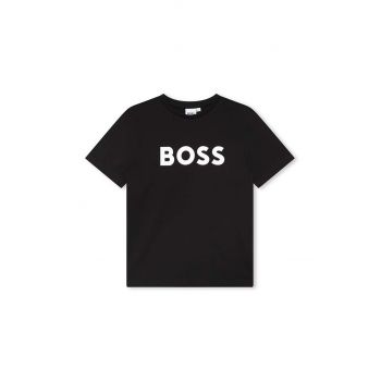 BOSS tricou de bumbac pentru copii culoarea alb, cu imprimeu