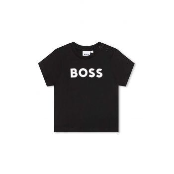 BOSS tricou de bumbac pentru copii culoarea negru, cu imprimeu