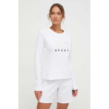 Dkny bluza femei, culoarea alb, cu imprimeu de firma original