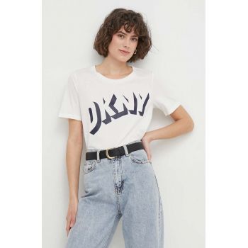 Dkny tricou din bumbac femei, culoarea alb