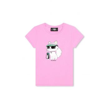 Karl Lagerfeld tricou copii culoarea roz ieftin
