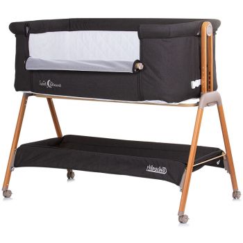 Patut co-sleeper Chipolino Sweet Dreams graphite wood la reducere