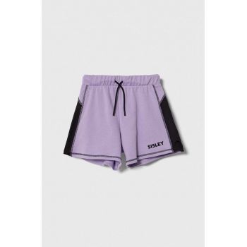 Sisley pantaloni scurți din bumbac pentru copii culoarea violet, modelator, talie reglabila