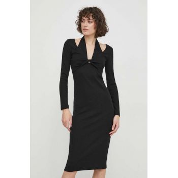 Sisley rochie culoarea negru, midi, mulata