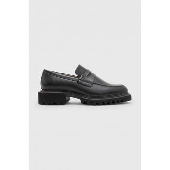 AllSaints mocasini de piele Lola Loafer femei, culoarea negru, cu platforma, WF774Z