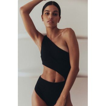 MUUV. body din bumbac EN FACE culoarea negru, cold shoulder