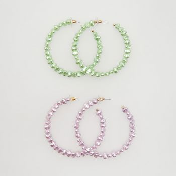 Reserved - Cercei colorați cu perle artificiale - Multicolor