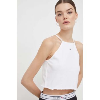 Tommy Jeans top femei, culoarea alb DW0DW17885