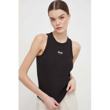 Tommy Jeans top femei, culoarea negru