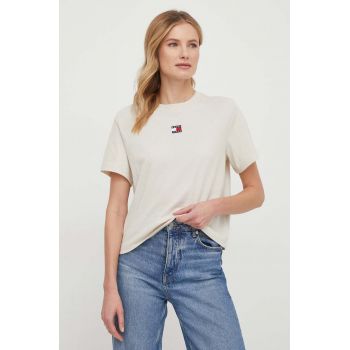 Tommy Jeans tricou femei, culoarea bej DW0DW17391