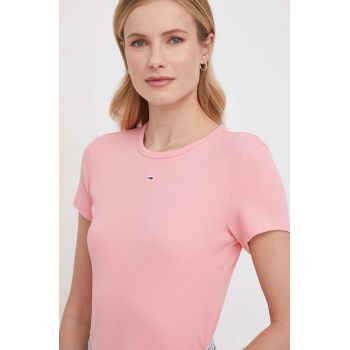 Tommy Jeans tricou femei, culoarea roz, DW0DW17383
