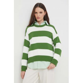 United Colors of Benetton pulover de bumbac culoarea verde