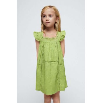 Mayoral rochie din bumbac pentru copii culoarea verde, mini, evazati de firma originala