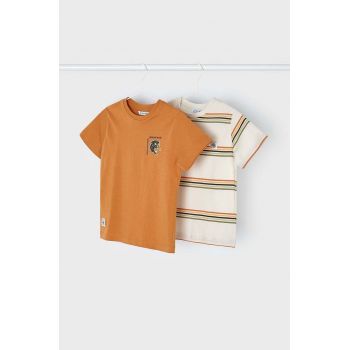 Mayoral tricou de bumbac pentru copii 2-pack culoarea portocaliu, modelator