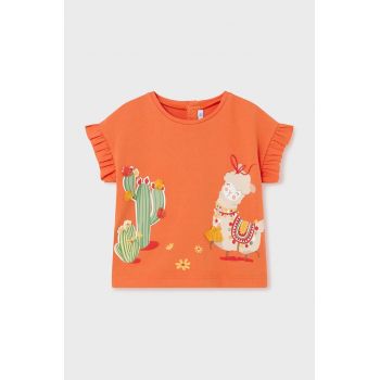Mayoral tricou din bumbac pentru bebelusi culoarea portocaliu