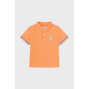 Mayoral tricouri polo din bumbac pentru bebeluși culoarea portocaliu, cu imprimeu