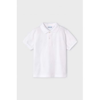 Mayoral tricouri polo din bumbac pentru copii culoarea alb, neted