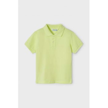 Mayoral tricouri polo din bumbac pentru copii culoarea verde, neted ieftin