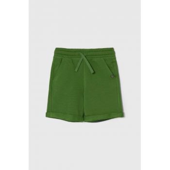 United Colors of Benetton pantaloni scurți din bumbac pentru copii culoarea verde, talie reglabila