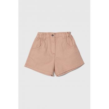 United Colors of Benetton pantaloni scurti din denim pentru copii culoarea roz, neted, talie reglabila