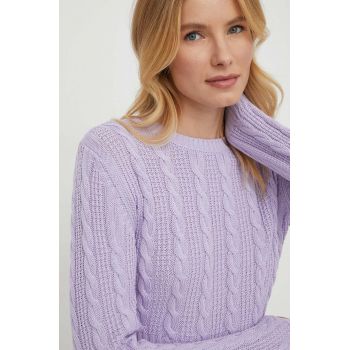 United Colors of Benetton pulover de bumbac culoarea violet, light ieftin