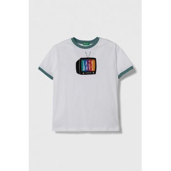 United Colors of Benetton tricou de bumbac pentru copii culoarea alb, modelator