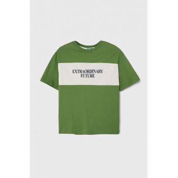 United Colors of Benetton tricou de bumbac pentru copii culoarea verde, cu imprimeu ieftin