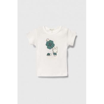 United Colors of Benetton tricou din bumbac pentru bebelusi culoarea alb