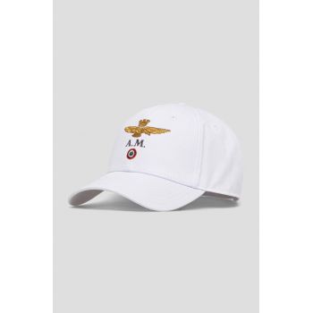 Aeronautica Militare șapcă de baseball din bumbac culoarea alb, cu imprimeu ieftina