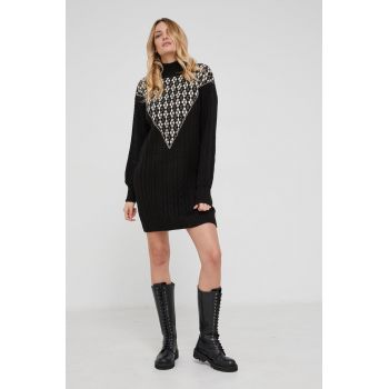 Answear Lab rochie din amestec de lână culoarea negru, mini, model dreaptă