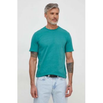 Desigual tricou din bumbac barbati, culoarea verde, neted ieftin