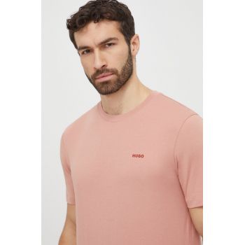 HUGO tricou din bumbac barbati, culoarea roz, neted, 50466158