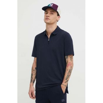 HUGO tricou polo barbati, culoarea albastru marin, neted