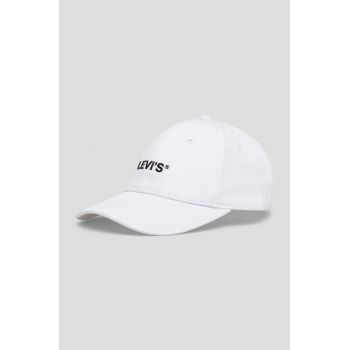 Levi's șapcă de baseball din bumbac culoarea alb, cu imprimeu ieftina