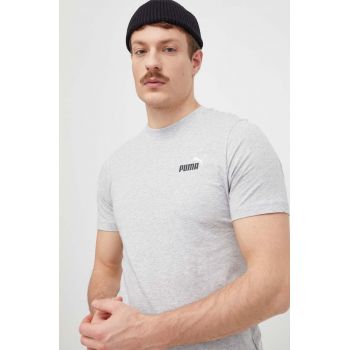 Puma tricou din bumbac bărbați, culoarea gri, melanj 674470 ieftin