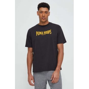 Puma tricou din bumbac bărbați, culoarea negru, cu imprimeu 674470